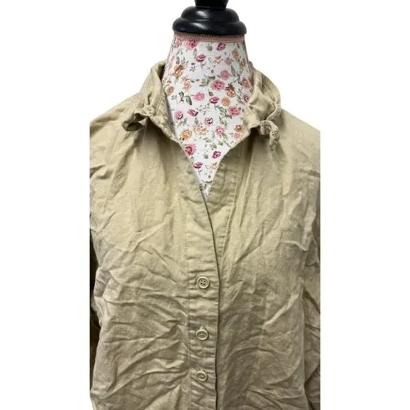 🌾 Ashley Stewart 22W Beige Linen Blend Button Up Shirt – Plus Size Top - Picture 3 of 5